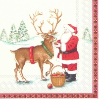 Servietten 33x33 cm - SANTA AND DEER (V&B)