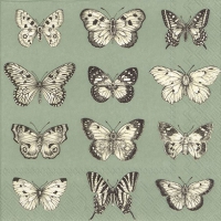 Servietten 33x33 cm - BUTTERFLIES green