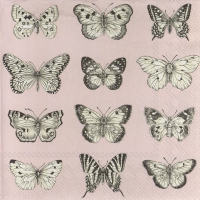 Servietten 33x33 cm - BUTTERFLIES light rose