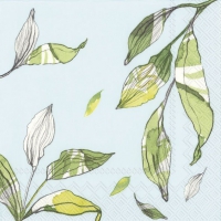 Servietten 33x33 cm - LEAVES light blue