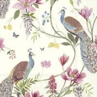 Servietten 33x33 cm - PEACOCK GARDEN cream