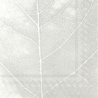 Servietten 33x33 cm - THE LEAF white silver