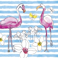 Servietten 33x33 cm - FLAMINGO ROAD blue