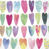 Servietten 33x33 cm - RAINBOW HEARTS