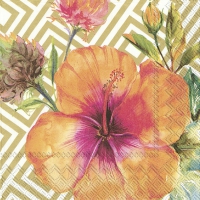 Servietten 33x33 cm - TROPICAL HIBISCUS gold
