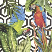 Servietten 33x33 cm - TROPICAL PARROTS black