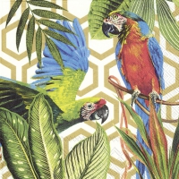 Servietten 33x33 cm - TROPICAL PARROTS gold