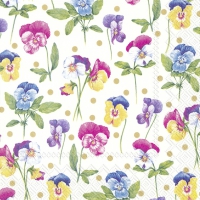 Servietten 33x33 cm - PURPLE PANSY gold