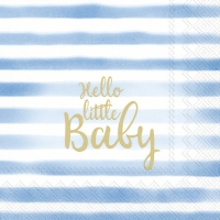 Servietten 33x33 cm - HELLO LITTLE BABY light blue