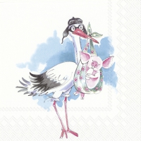 Servietten 33x33 cm - PIGGY NEW BABY light blue