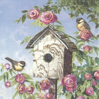 Servietten 33x33 cm - LOVELY BIRDHOUSE