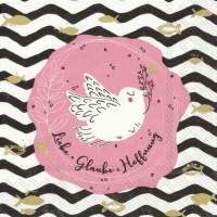 Servietten 33x33 cm - LIEBE GLAUBE HOFFNUNG rose