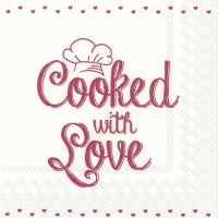 Servietten 33x33 cm - COOKED WITH LOVE red