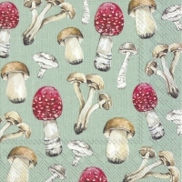 Servietten 33x33 cm - COUNTRY MUSHROOMS green