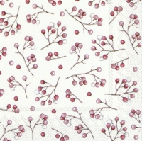 Servietten 33x33 cm - WINTER BERRIES white