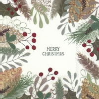 Servietten 33x33 cm - NATURAL MERRY CHRISTMAS