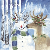 Servietten 33x33 cm - A KISS FOR SNOWMAN