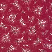 Servietten 33x33 cm - MISTLETOE ALLOVER red