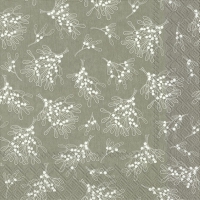 Servietten 33x33 cm - MISTLETOE ALLOVER grey