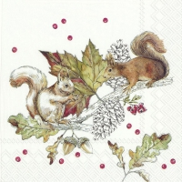 Servietten 33x33 cm - SQUIRRELS AND BERRIES
