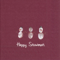 Servietten 33x33 cm - HAPPY SNOWMEN red