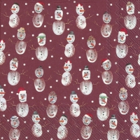 Servietten 33x33 cm - HAPPY SNOWMEN ALLOVER red