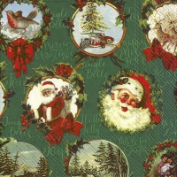 Servietten 33x33 cm - NOSTALGIC X-MAS PICTURES green