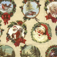Servietten 33x33 cm - NOSTALGIC X-MAS PICTURES cream