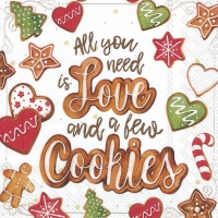 Servietten 33x33 cm - LOVE AND COOKIES