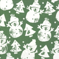 Servietten 33x33 cm - SNOWMAN STAMP green Servietten 33x33 cm - SNOWMAN STAMP green