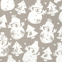 Servietten 33x33 cm - SNOWMAN STAMP linen Servietten 33x33 cm - SNOWMAN STAMP linen