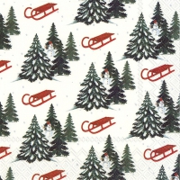 Servietten 33x33 cm - SLEDGE AND TREES