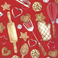 Servietten 33x33 cm - WINTER BAKERY red