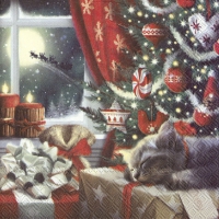 Servietten 33x33 cm - CAT IS WAITING FOR CHRISTMAS Servietten 33x33 cm - CAT IS WAITING FOR CHRISTMAS
