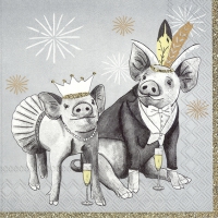 Servietten 33x33 cm - PARTY PIGS grey