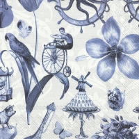 Servietten 33x33 cm - BLUE THINGS blue grey