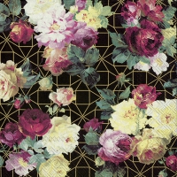Servietten 33x33 cm - VINTAGE ROSE black gold