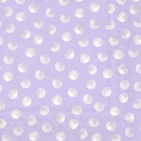 Servietten 33x33 cm - PIGGY DOTS lavender