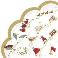 Servietten - Rund - 12 DAYS OF CHRISTMAS wh. gold