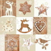 Servietten 33x33 cm - Christmas Brown Collage