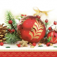 Servietten 33x33 cm - Red Decorative Bauble