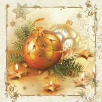 Servietten 33x33 cm - Gold Decorative Bauble