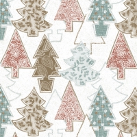 Servietten 33x33 cm - Graphic Xmas Trees White