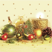 Servietten 33x33 cm - Xmas Gold & Green Decoration