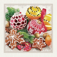 Servietten 33x33 cm - Fancy Baubles, Oranges & Cookies