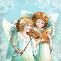Servietten 33x33 cm - Two Angels Singing & Playing