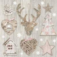 Servietten 33x33 cm - Xmas Decoration with Pink