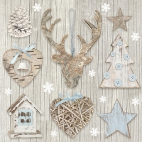 Servietten 33x33 cm - Xmas Decoration with Blue 