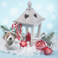 Servietten 33x33 cm - Xmas Lantern on Snow