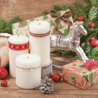 Servietten 33x33 cm - Candles with Kraft Presents